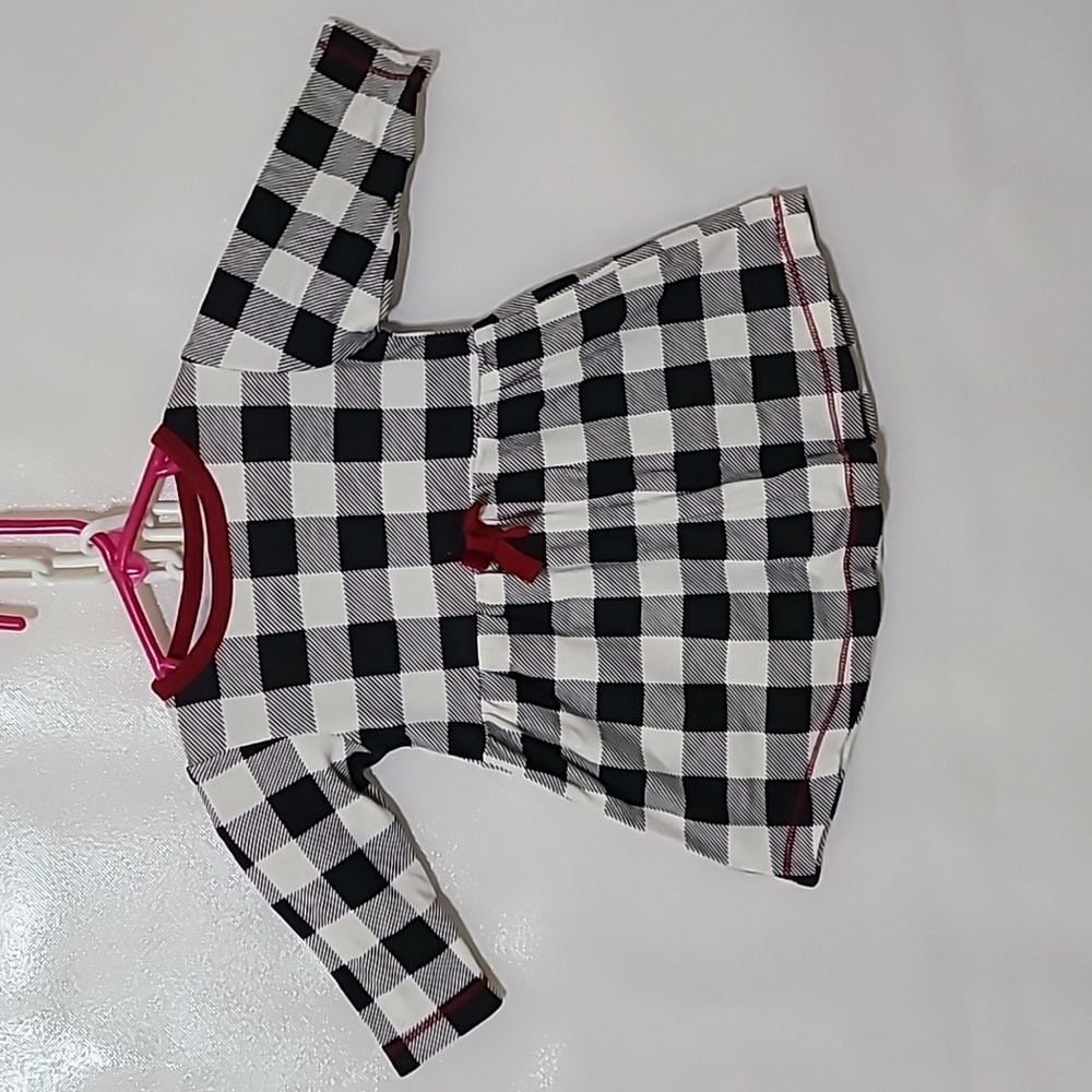 TOUCHED BY NATURE  Infant Girl's Black & White Plaid Long Sleeve Dress Size 6-9M